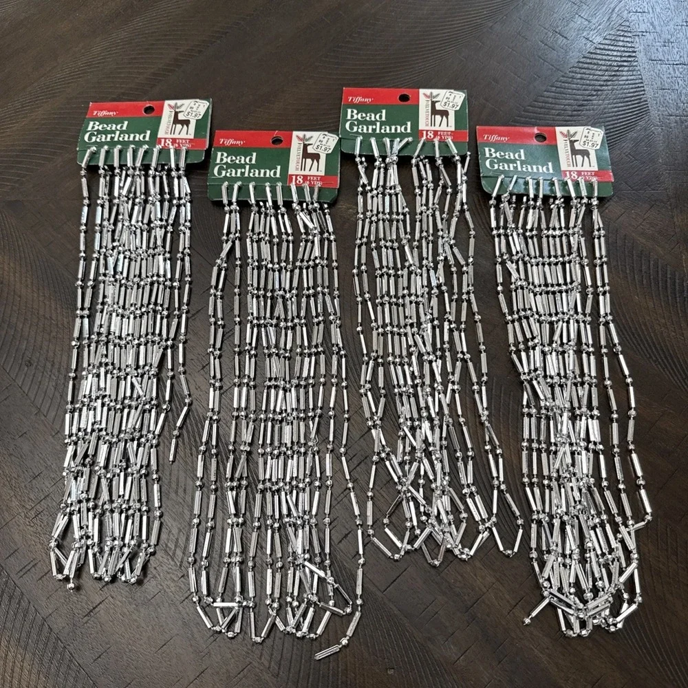 Vintage Velvet Touch Tiffany Bead Garland Lot-4 Packs 72ft Total Retro Christmas